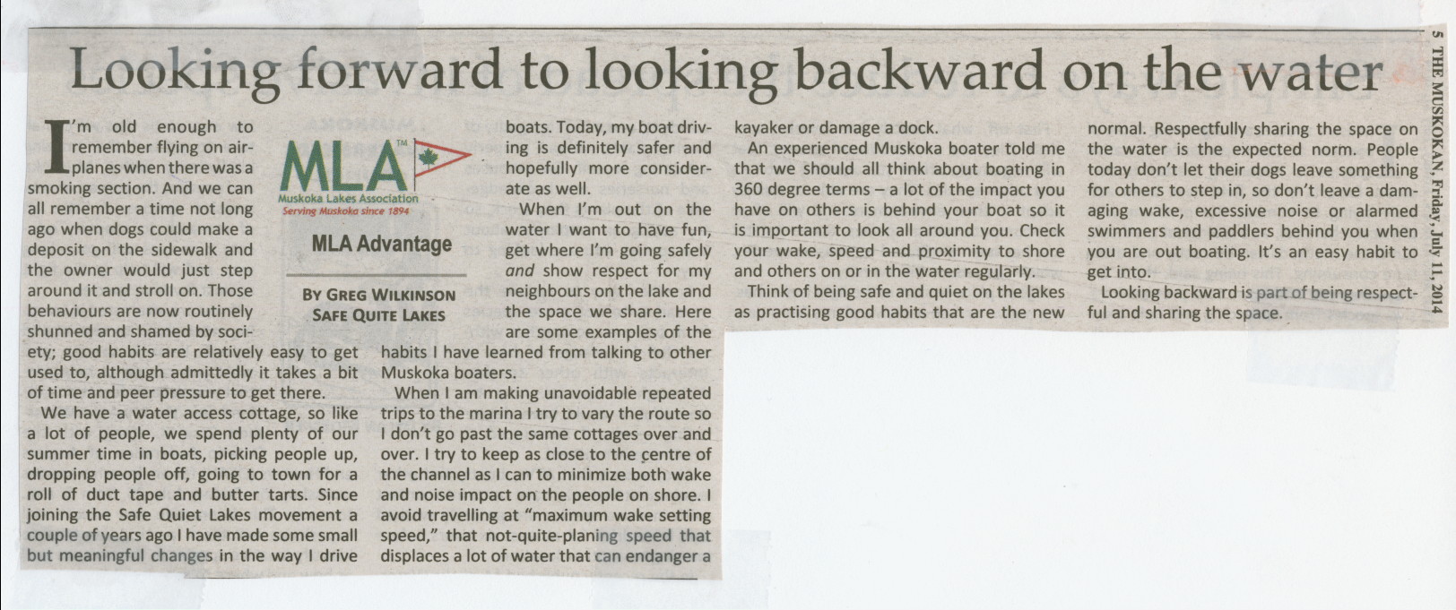 2014 - July 11 - Looking forward to looking backward on the water - The Muskokan page 5